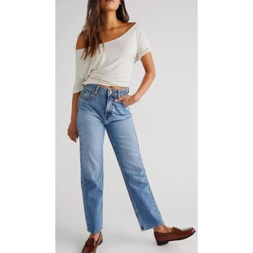 We The Free Free People Pacifica High Rise Slim Straight Leg Jeans Light Wash 29